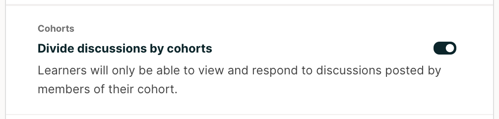 An image showing the toggle for dividing content-specific discussion topics