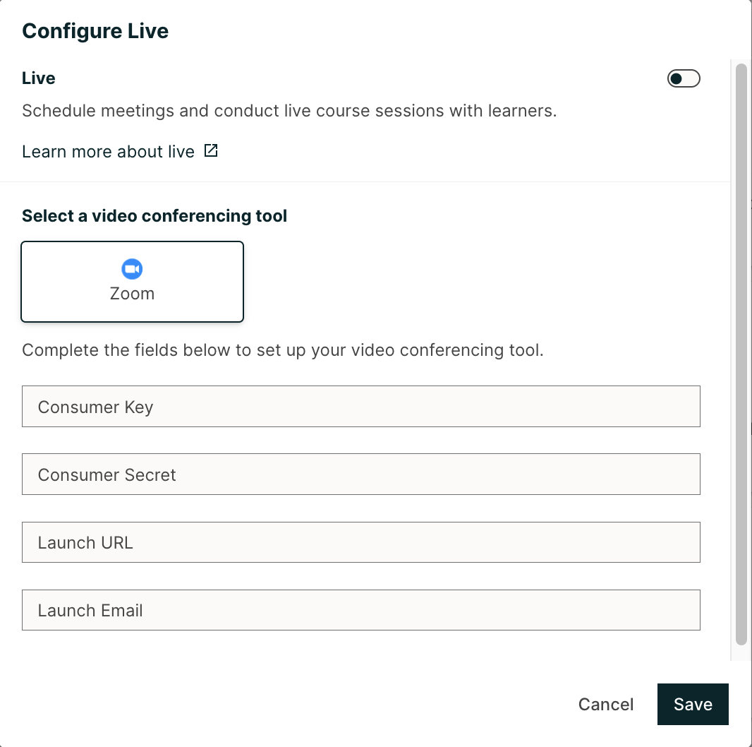 Image of Live app configurations