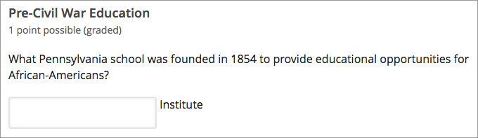 Text input problem with the word "Institute" after the response field.
