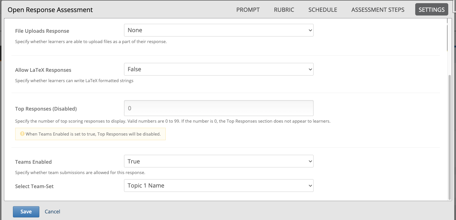 The settings page with the control which toggles individual / team ORA.