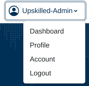 The menu that appears on the website when you select the dropdown icon next to your username. The Dashboard option is circled, and the other options are Profile, Account, and Sign Out.