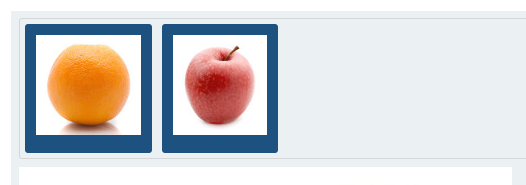 Draggable items with image labels in the item area of a drag and drop problem.