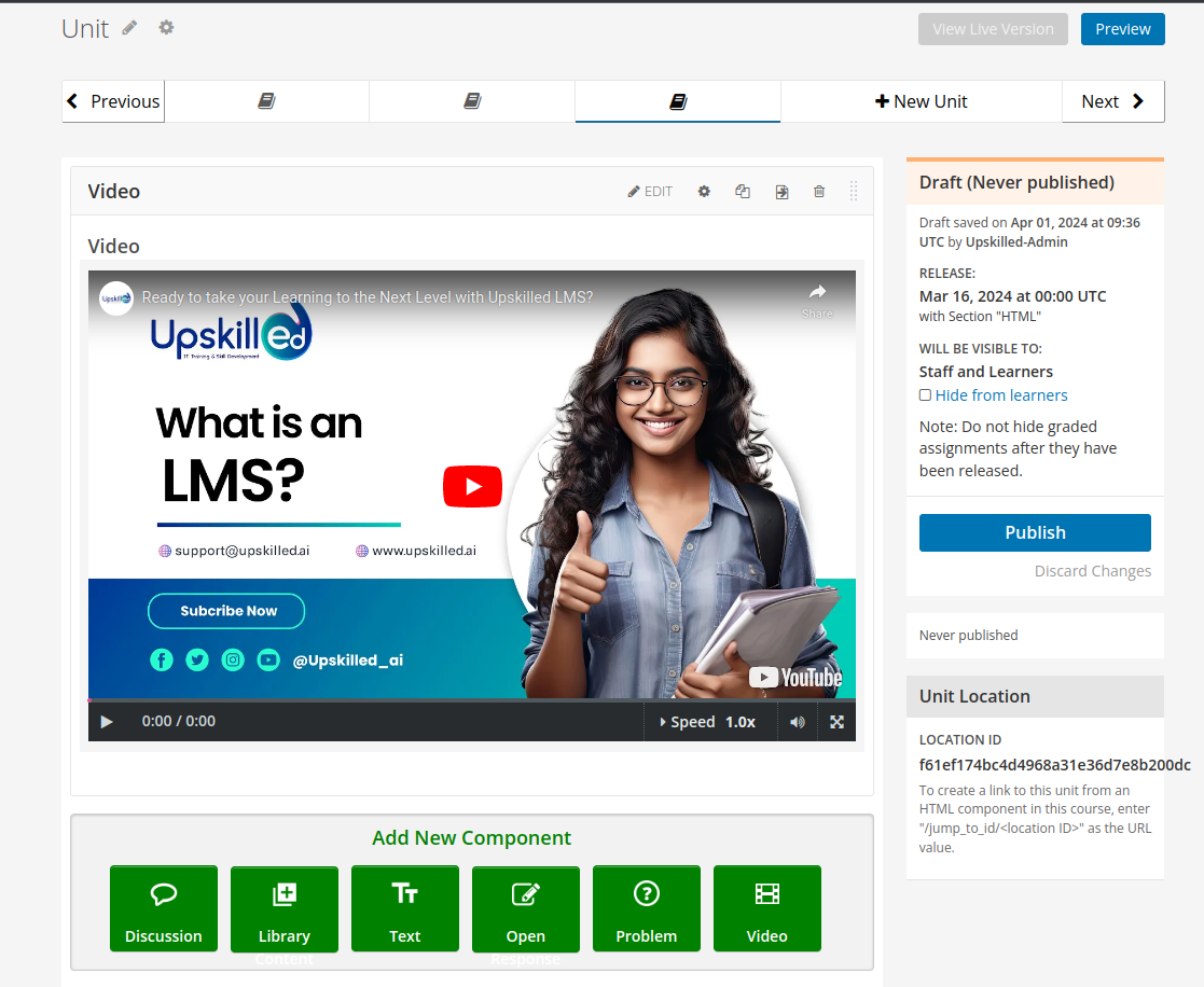 A public video being displayed on the Upskilled platform