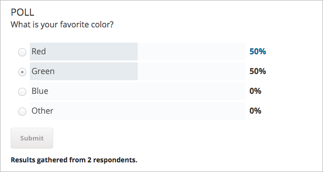 A poll showing results after the learner has submitted a response.