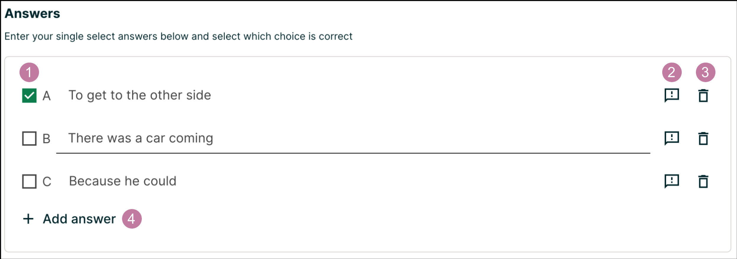 An example answer field in the simple editor.