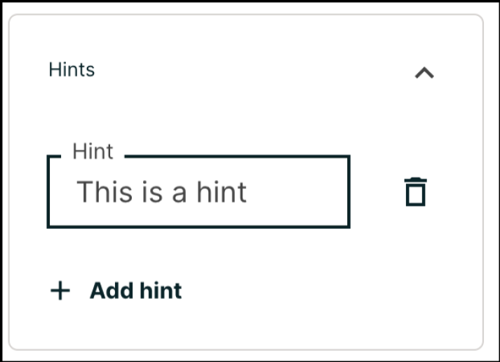 An example of the hints settings panel.