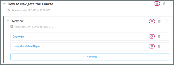 Configure icons in the course outline.